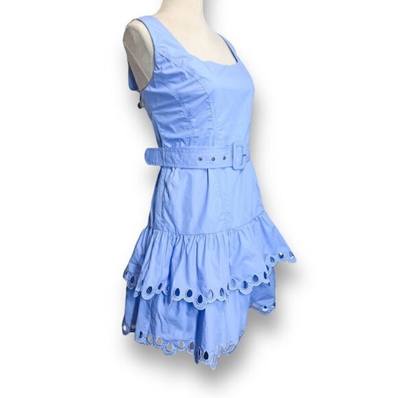 En Saison Periwinkle Blue Belted Sleeveless Mini Dress with Drop Waist, Size L - Picture 3 of 8